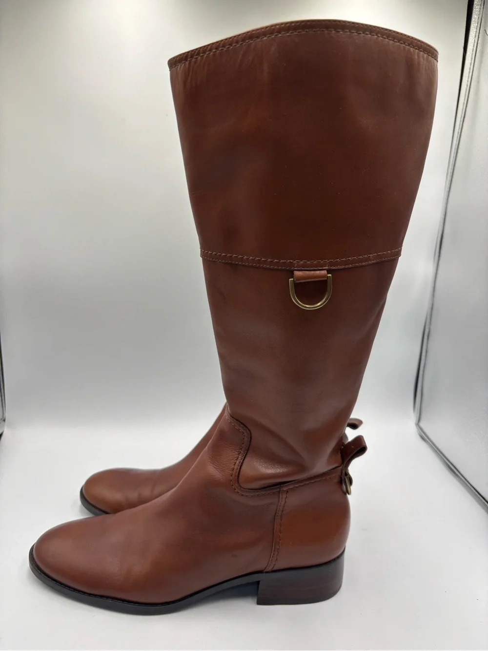 Vintage 90’s Etienne Aigner Riding Boot Sz 8.5 Cognac Leather Equestrian Preppy